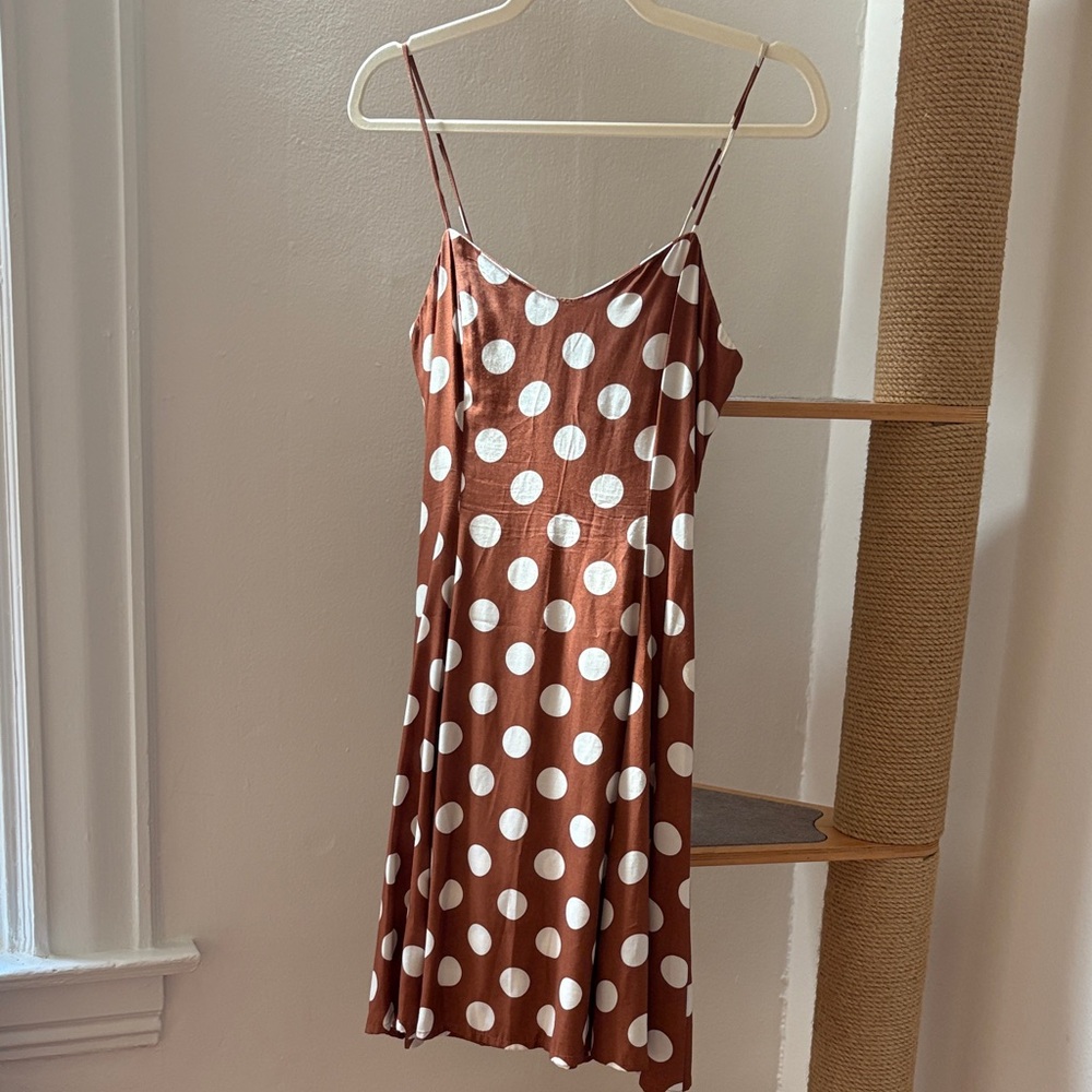 NYC Vintage Brown Polka Dot Midi Dress